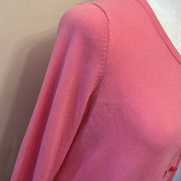 Talbots pink 3/4 length sleeve scalloped hem cardigan Size MP EUC - Picture 4 of 8